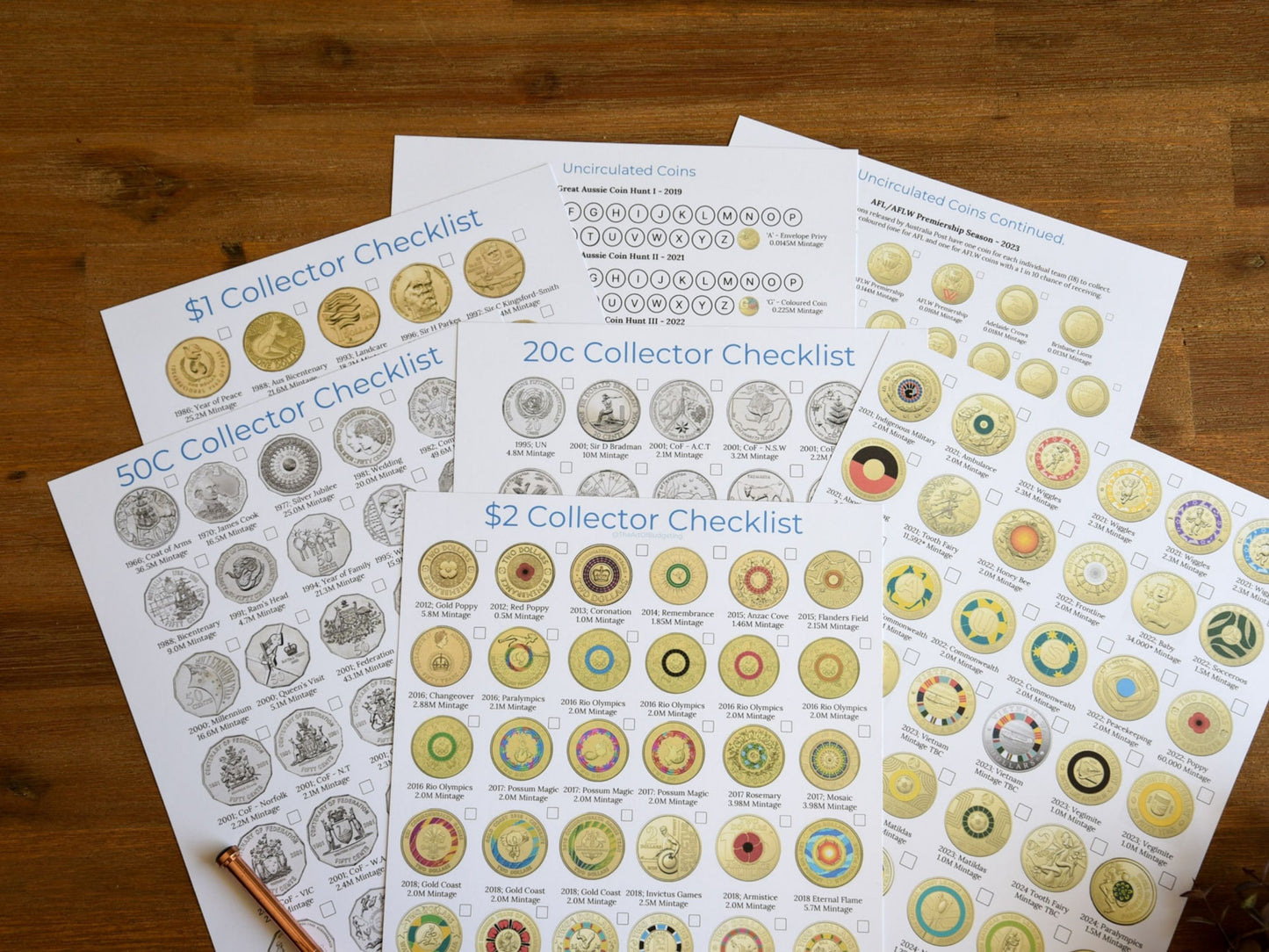 Australian Coin Collection Checklist Bundle (All Denominations)