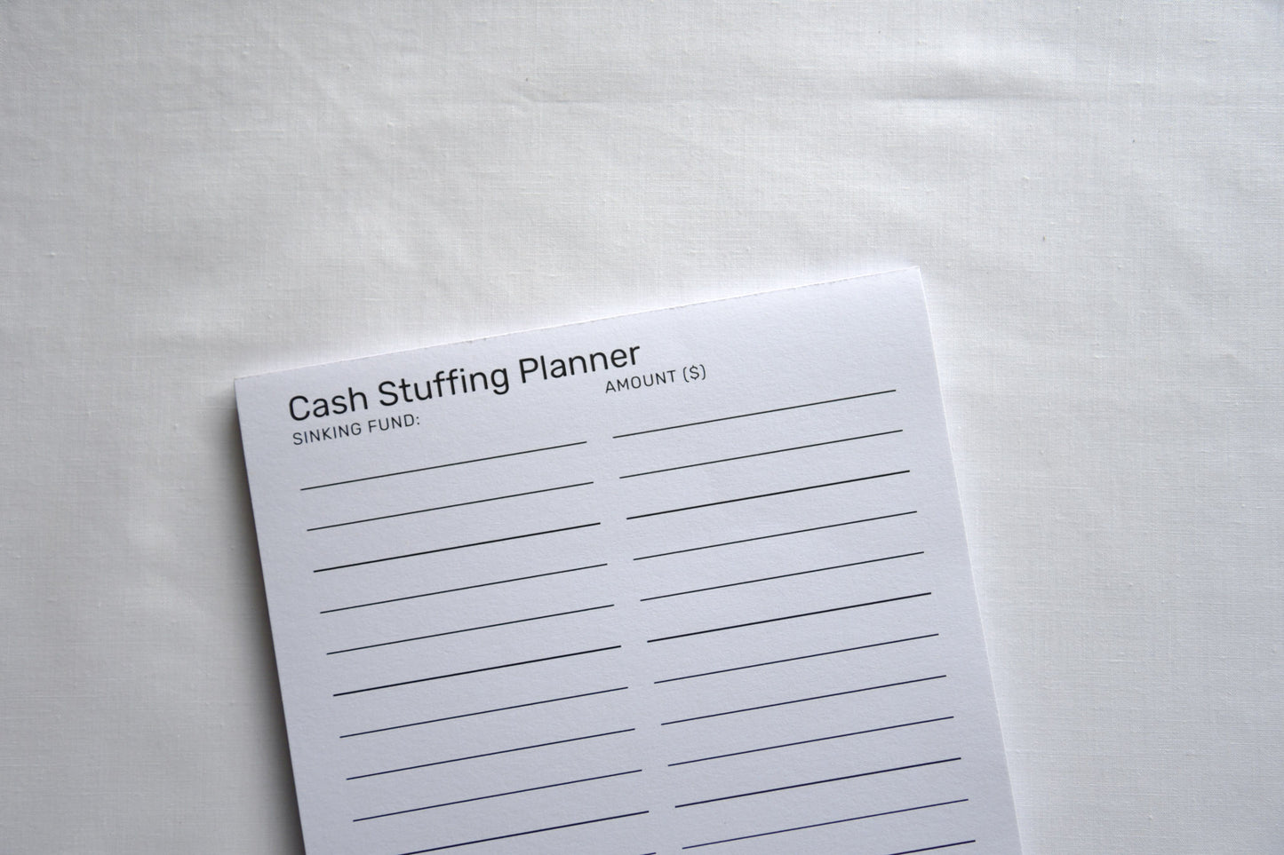 Cash Stuffing Planner Notepad