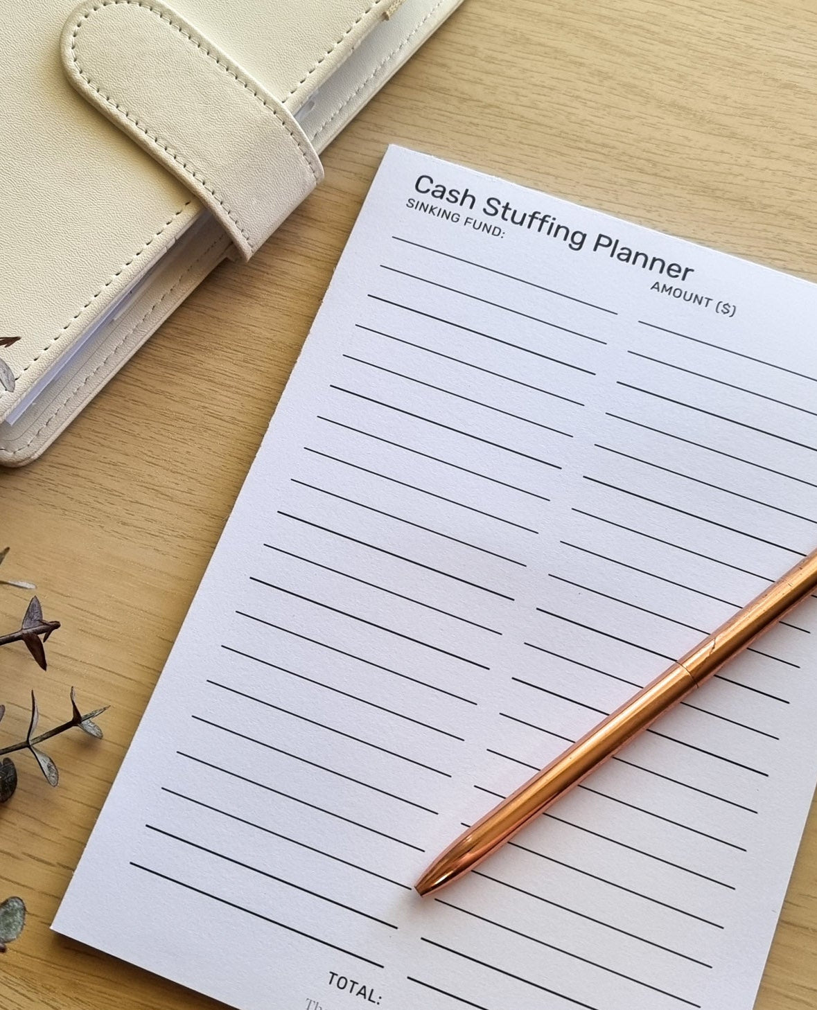 Cash Stuffing Planner Notepad