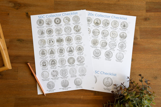 Australian 50c, 20c 10c & 5c Coin Collection Checklist