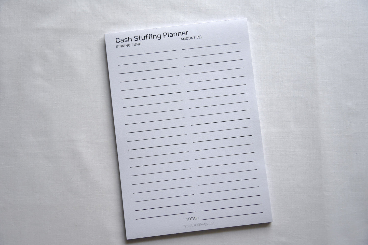 Cash Stuffing Planner Notepad
