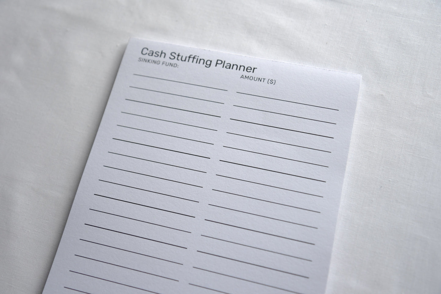 Cash Stuffing Planner Notepad